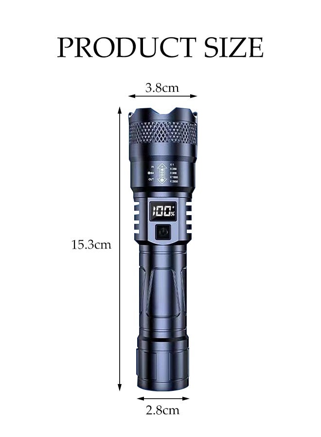 DUNISO Rechargeable LED Flashlights Super Bright Adjustable Focus Waterproof Torch Light 5 Lighting Modes LCD Battery Level Display with Long Battery Life Pocket Size Torch for Power Cuts, Emergency, Camping, Hiking, Outdoor - Image 4