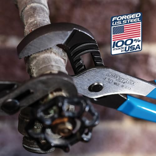 CHANNELLOCK 430 10-inch Straight Jaw Tongue & Groove Pliers, Made in USA, 2-inch Jaw Capacity, Laser Heat-Treated 90° Teeth, Forged High Carbon Steel - Image 5