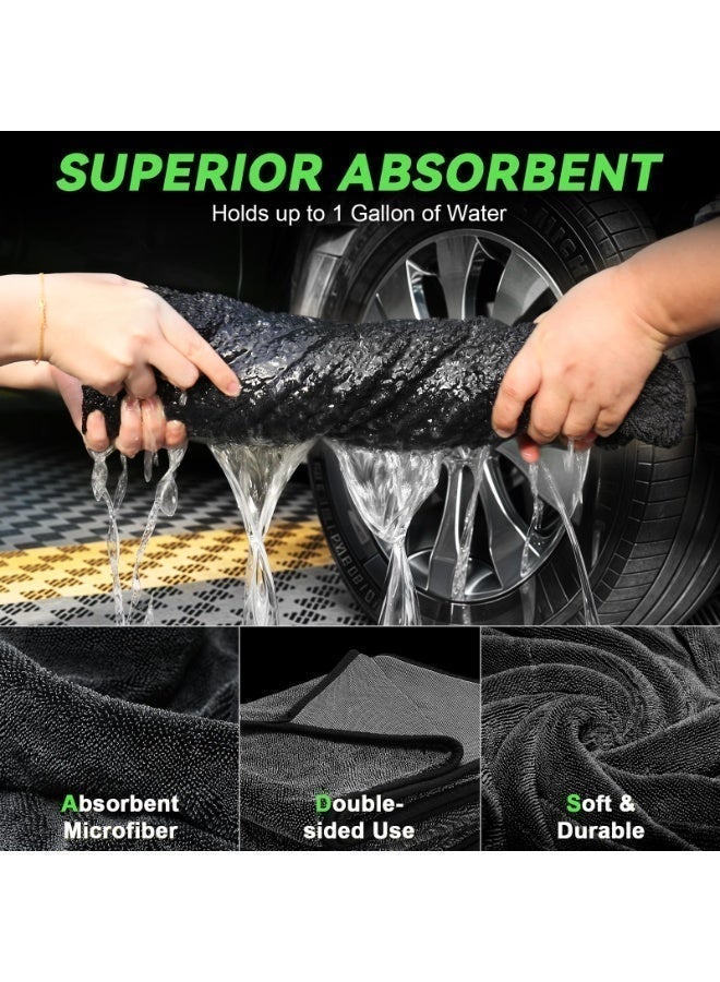 2-Pack 600 GSM Car Drying Towels – Microfiber Towels for Cars (16" x 24"), Ultra-Absorbent, Streak-Free, Scratch-Free, No Water Spots, Double-Twist Pile & Edgeless Design - Image 3