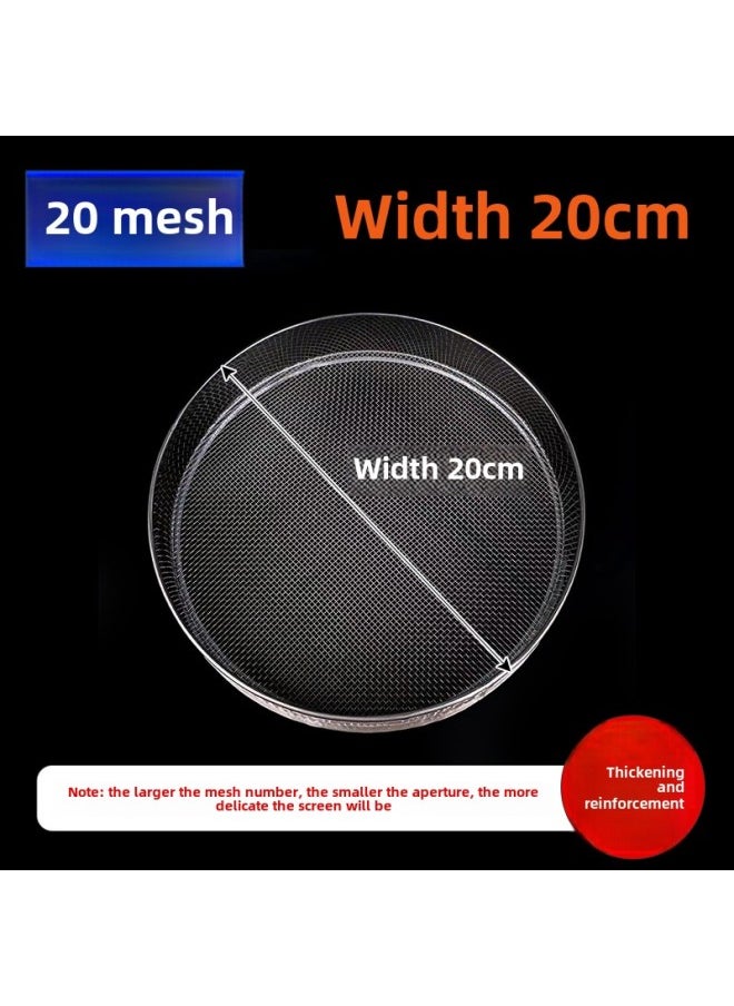 Generic - Sieve Flour Sieve Stainless Steel Sample Sieve Muffin Cat Sand Fine Rice Sieve Soybean Milk Fried Chicken Sesame Traditional Chinese Medicine Sugar Powder Tea-Colour:Diameter 20cm 20 Mesh/fried Chicken Powder Sponge Cake Sesame - Image 1