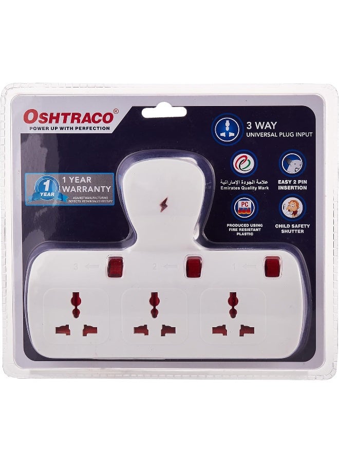 OSHTRACO محول مقبس عالمي على شكل حرف T من أوشتراكو 3 طرق - Image 1