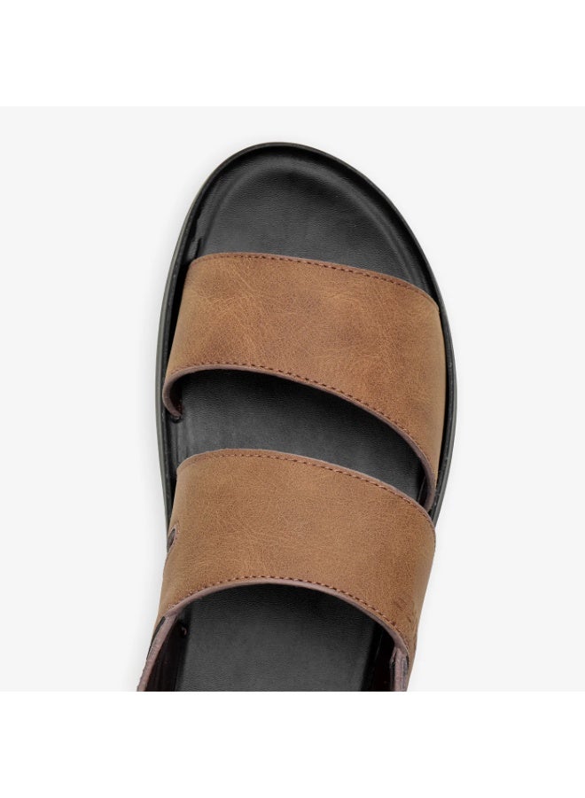 NDURE Men's Double Strap Sandals, Velcro Closure, Black Sole - Image 1