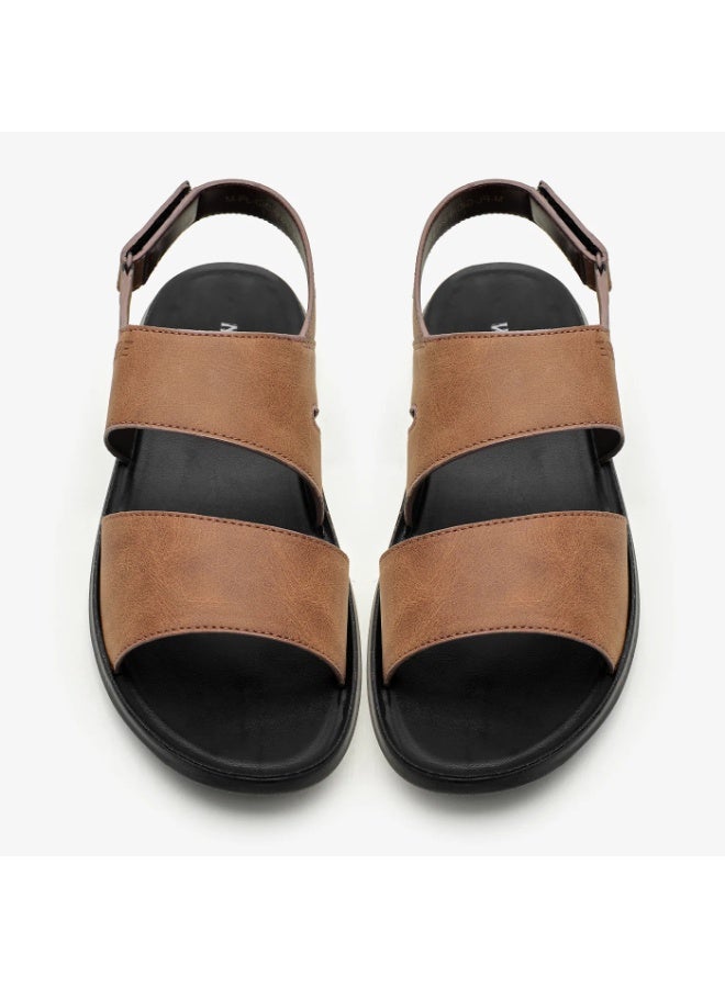 NDURE Men's Double Strap Sandals, Velcro Closure, Black Sole - Image 5