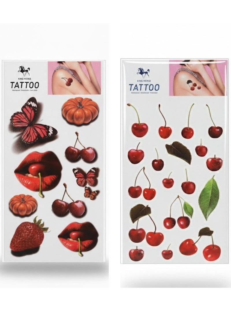 2 Sheets 3D Big Size Body Art Temporary Tattoo Stickers for Women - Image 1