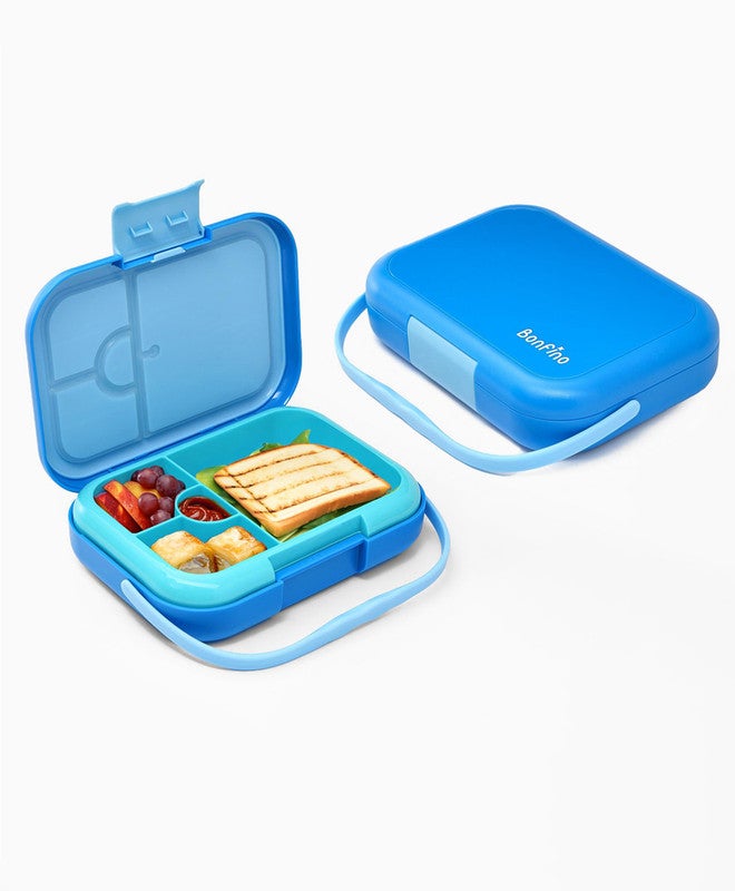 Bonfino ABS Bento Lunch Box, Microwave Safe, Dishwasher Safe, Removable Food Tray, BPA Free, Silicone Seal, Leak Resistant, Odour Free, 22x15.5x5cm, 765mL, 3 Years+ - Blue - Image 1
