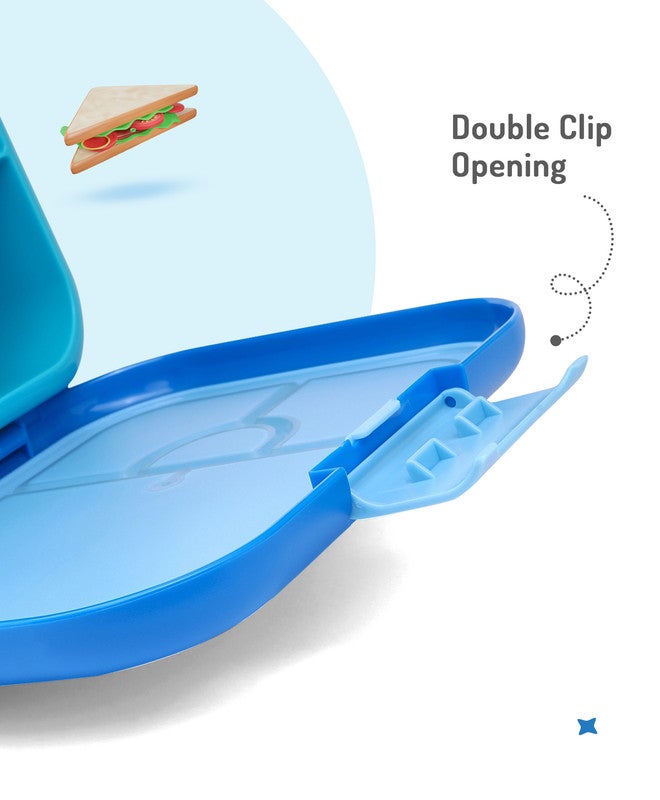 Bonfino ABS Bento Lunch Box, Microwave Safe, Dishwasher Safe, Removable Food Tray, BPA Free, Silicone Seal, Leak Resistant, Odour Free, 22x15.5x5cm, 765mL, 3 Years+ - Blue - Image 4