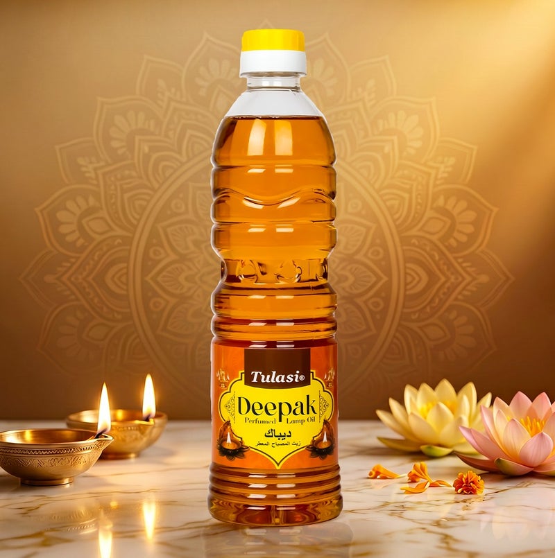 Tulasi Deepak Lamp Oil Puja Oil for Diya Lighting, Prayer & Religious Use, 900ml - Image 4