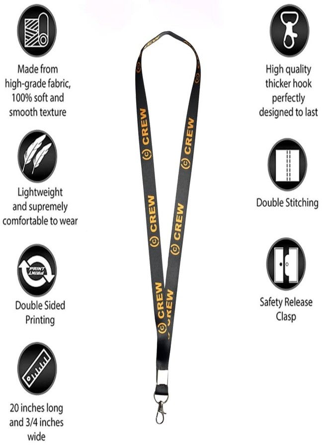 US CREATIONS Crew Lanyard Natural High Grade Fabric with Smooth Texture | Lanyard and Key Chain for Crew(Black), Pack of 6 - Image 5