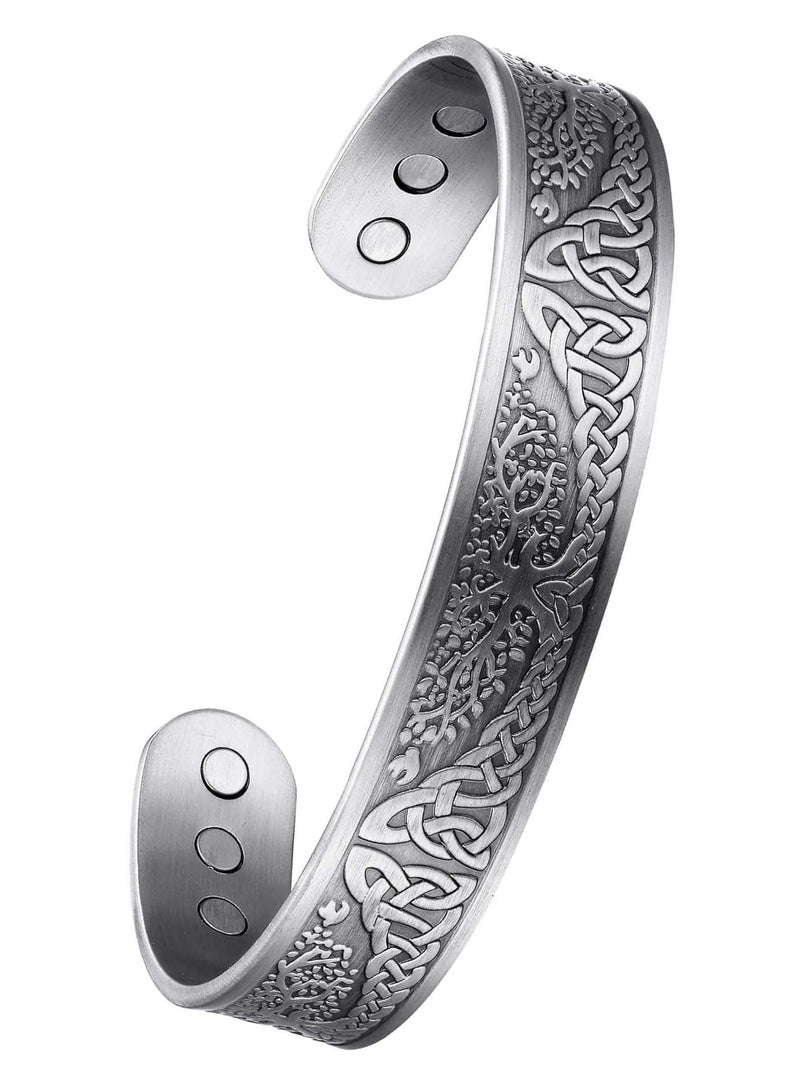 أساور نحاسية نقية للنساء الرجال، أحزمة نحاسية قابلة للتعديل، أساور نحاسية واسعة صلبة، أساور نحاسية مغناطيسية مجوهرات - Image 1