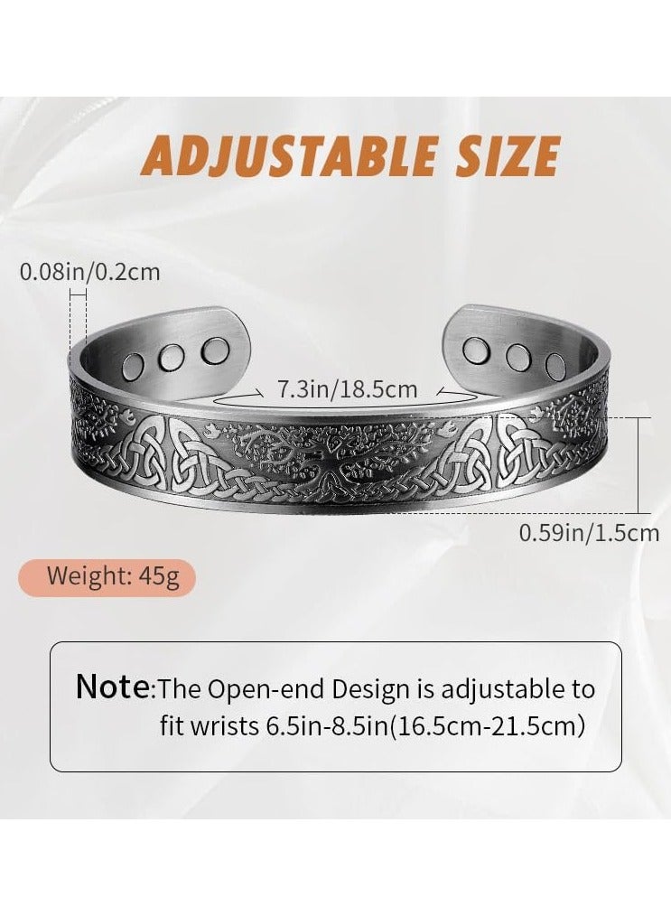 أساور نحاسية نقية للنساء الرجال، أحزمة نحاسية قابلة للتعديل، أساور نحاسية واسعة صلبة، أساور نحاسية مغناطيسية مجوهرات - Image 3