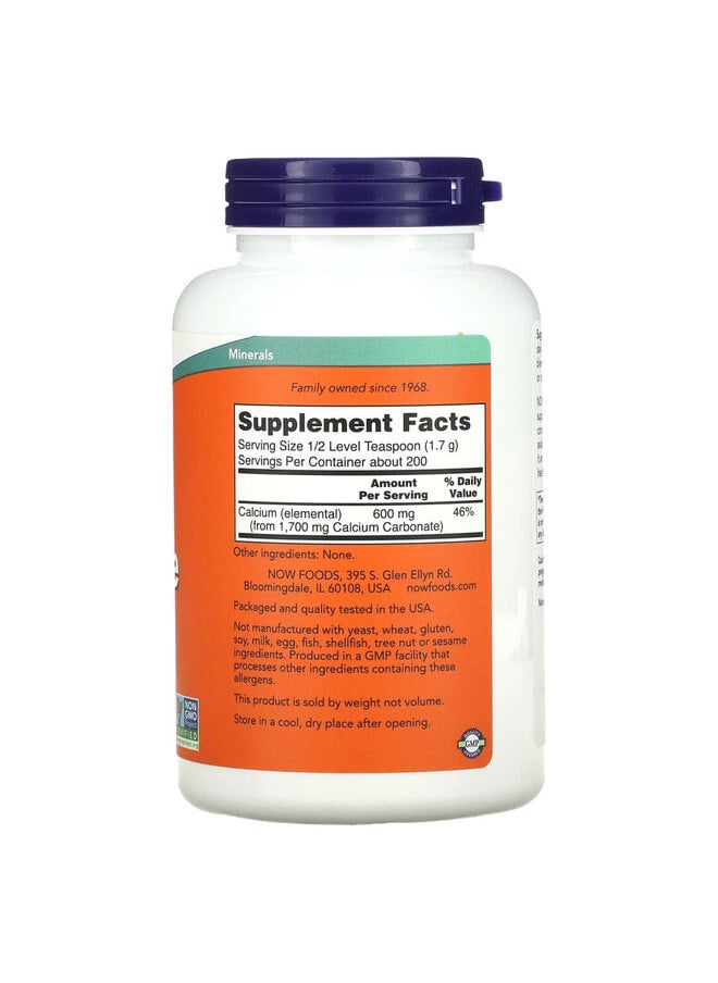 now Calcium Carbonate Pure Powder, 12 oz (340 g)  - Image 2