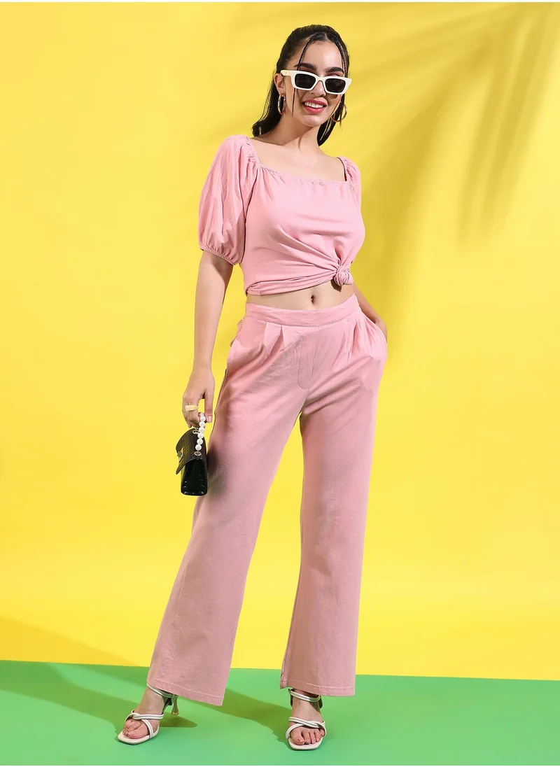 كامبوس سوترا Solid Knotted Waist Co-Ord Set