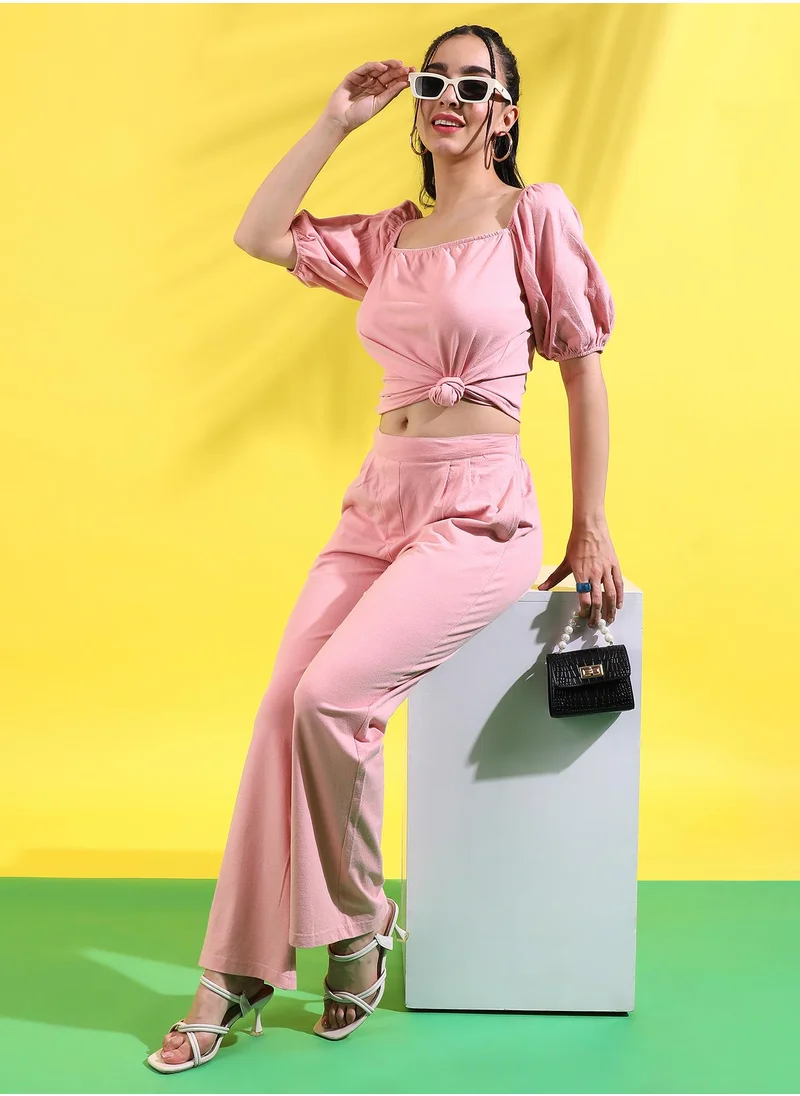 كامبوس سوترا Solid Knotted Waist Co-Ord Set