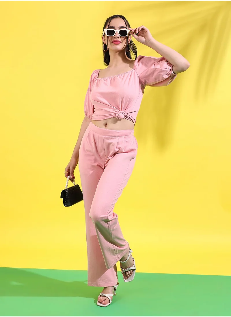 كامبوس سوترا Solid Knotted Waist Co-Ord Set