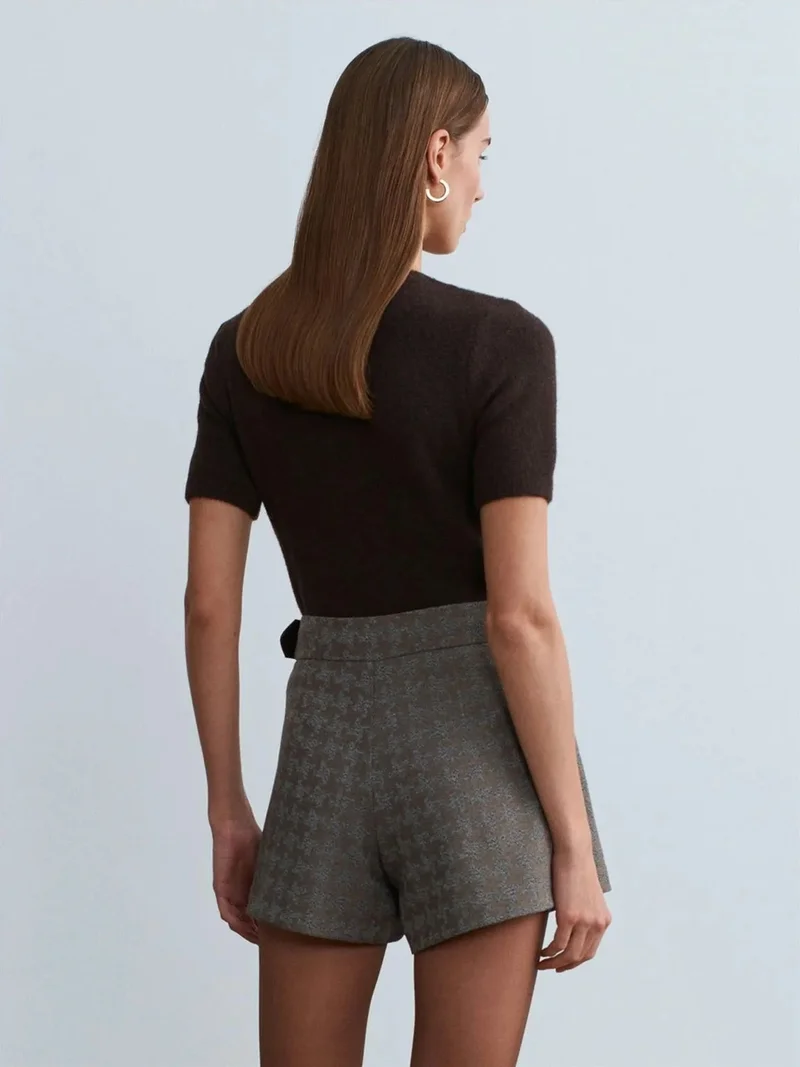 ديلفين Dilvin Women’s Ribbed Crew Neck Short-sleeve Sweater
