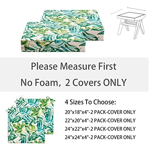 FUNHOME Outdoor Cushion Covers 24 x 24 x 4 inch,Set of 2,Replacement Square Seat Cushion Cover for Patio Furniture Chair,Water Resistant,Fade-Resistant Slipcover Only,No Insert(Palm Leaf) - Image 3