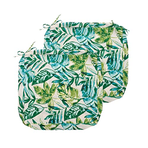 FUNHOME Outdoor Cushion Covers 24 x 24 x 4 inch,Set of 2,Replacement Square Seat Cushion Cover for Patio Furniture Chair,Water Resistant,Fade-Resistant Slipcover Only,No Insert(Palm Leaf) - Image 1