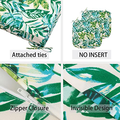 FUNHOME Outdoor Cushion Covers 24 x 24 x 4 inch,Set of 2,Replacement Square Seat Cushion Cover for Patio Furniture Chair,Water Resistant,Fade-Resistant Slipcover Only,No Insert(Palm Leaf) - Image 2