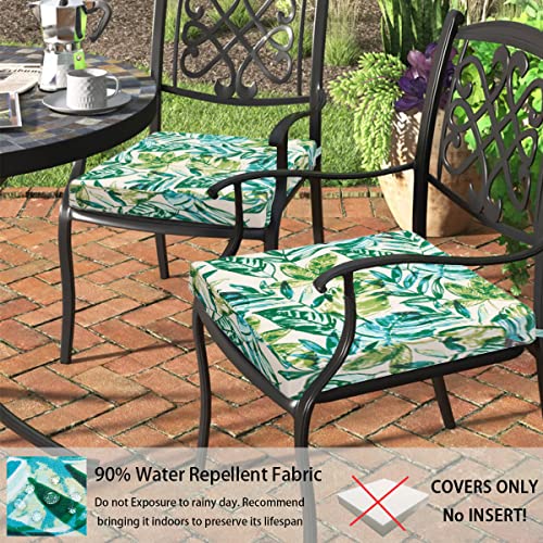 FUNHOME Outdoor Cushion Covers 24 x 24 x 4 inch,Set of 2,Replacement Square Seat Cushion Cover for Patio Furniture Chair,Water Resistant,Fade-Resistant Slipcover Only,No Insert(Palm Leaf) - Image 5