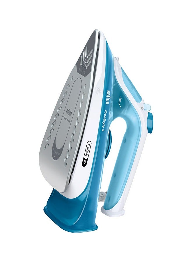 BRAUN FreeStyle 3 Steam Iron with 3D FreeGlide Technology, SuperCeramic Sole, Ultimate FastClean, Automatic Shut-Off, Tank 270 ml 2400 W FI3144BL White - Image 2
