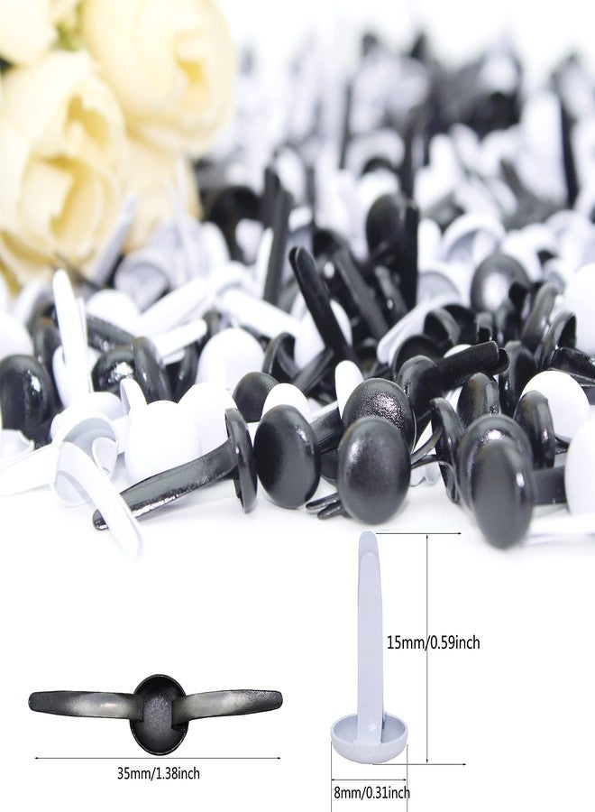 BESTCYC 8mm 1/3" 200pcs Black and White Metal Brad Paper Fastener Scrapbooking Card Making Art Craft Brads - Image 2