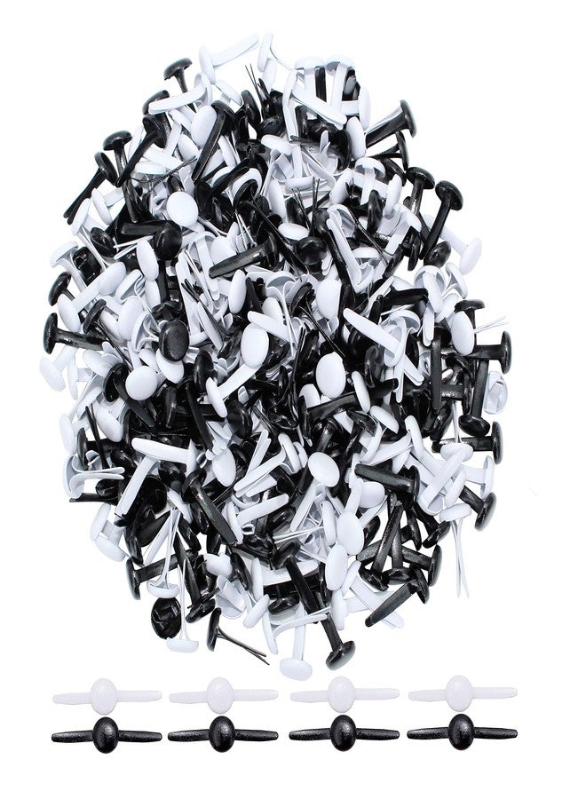 BESTCYC 8mm 1/3" 200pcs Black and White Metal Brad Paper Fastener Scrapbooking Card Making Art Craft Brads - Image 1