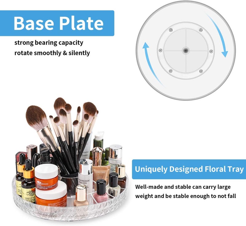 makeup organizer 360 degree rotating multi-function cosmetics storage case with 6 adjustable shelves large capacity for jewelry, skincare, lipsticks and more-13.4 x 8.7 inches - Image 2