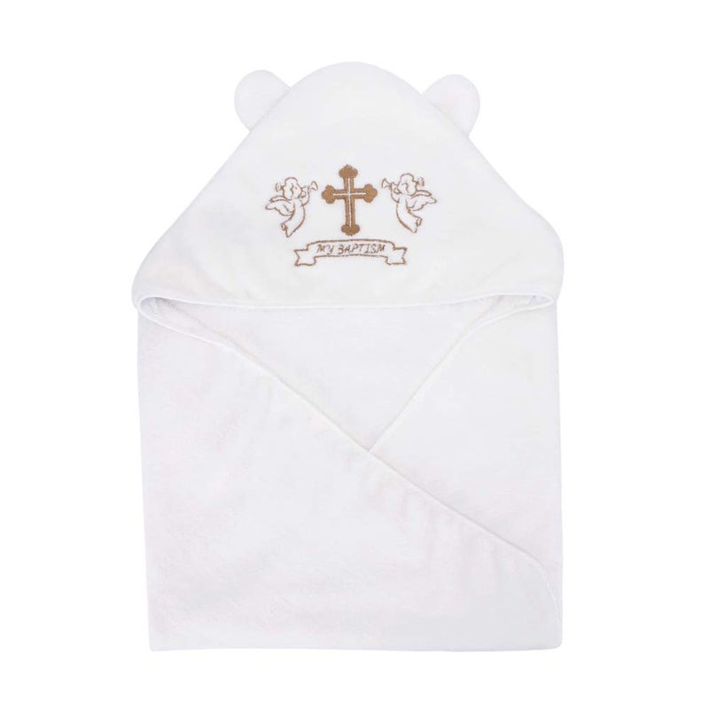 ESTAMICO Unisex Baby Plush Hooded Bath Towels with Embroidery Cross and Cute Ears Baptism for Infants Toddlers  Kids