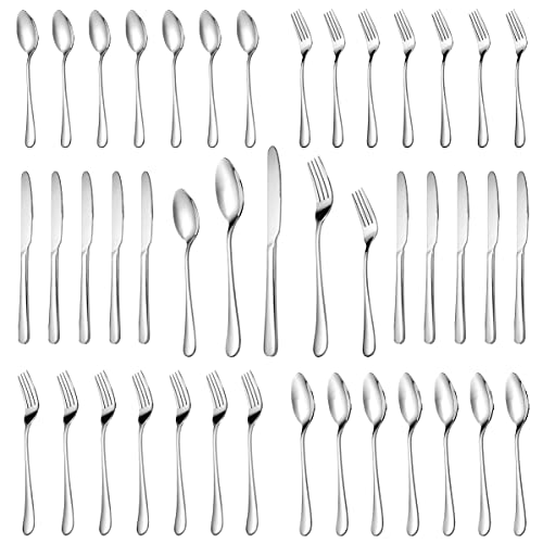 MUTNITT 30 Pcs Silverware Set Service for 6,Premium Stainless Steel Flatware Set,Mirror Polished Cutlery Utensil Sets,Durable Kitchen Eating Tableware Sets,Include Fork Knife Spoon,Dishwasher Safe - Image 1