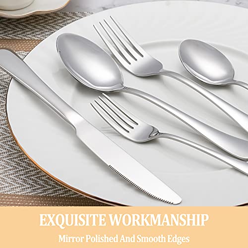 MUTNITT 30 Pcs Silverware Set Service for 6,Premium Stainless Steel Flatware Set,Mirror Polished Cutlery Utensil Sets,Durable Kitchen Eating Tableware Sets,Include Fork Knife Spoon,Dishwasher Safe - Image 4