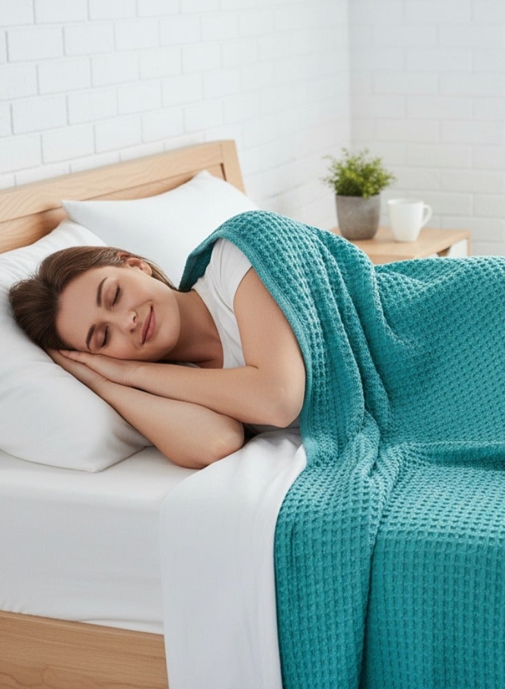 Nile Weave Elegant Egyptian Cotton Waffle Throw Blanket – ultra-soft, lightweight, and beautifully crafted. Enjoy luxurious comfort, breathable warmth, and timeless sophistication in any room. - Image 3
