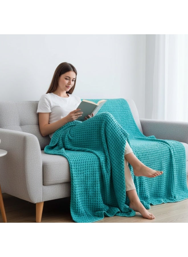 Nile Weave Elegant Egyptian Cotton Waffle Throw Blanket – ultra-soft, lightweight, and beautifully crafted. Enjoy luxurious comfort, breathable warmth, and timeless sophistication in any room. - Image 5