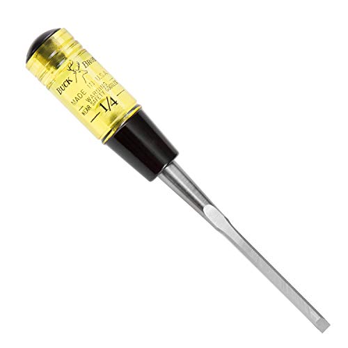 Buck Bros. Buck Brothers 120101BC 1/4" Wood Chisel Made in USA, For Paring and Finishing Cuts in Carpentry and Woodworking, Tempered Tool Steel Blade, Mallet-Safe Handle - Image 1