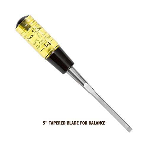 Buck Bros. Buck Brothers 120101BC 1/4" Wood Chisel Made in USA, For Paring and Finishing Cuts in Carpentry and Woodworking, Tempered Tool Steel Blade, Mallet-Safe Handle - Image 4