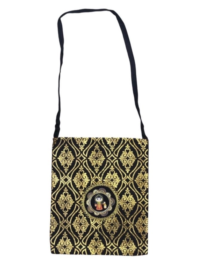 SEDRA | Decorative Haq Al Laila Gift Bag for Girls, Big Size, Black and Gold Damask Pattern, 12-Piece Set. - Image 1