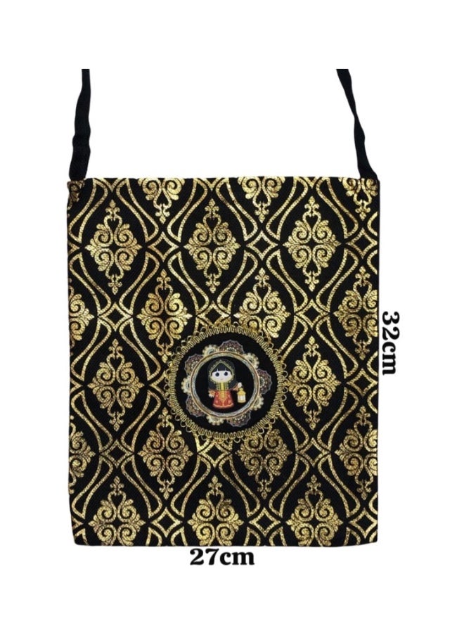 SEDRA | Decorative Haq Al Laila Gift Bag for Girls, Big Size, Black and Gold Damask Pattern, 12-Piece Set. - Image 3