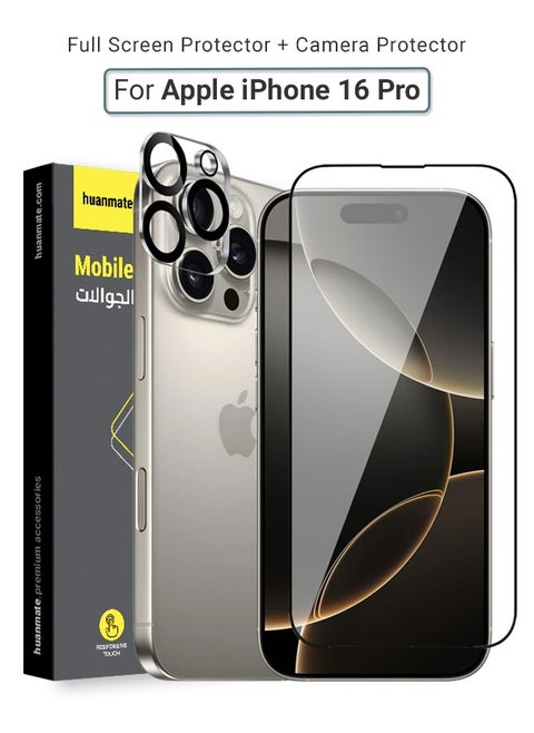 2 in 1 Apple iPhone 16 Pro Screen & Camera Protector - High Transparency Full Coverage Shield for Scratch & Impact Protection - Screen & Camera Protector for Apple iPhone 16 Pro