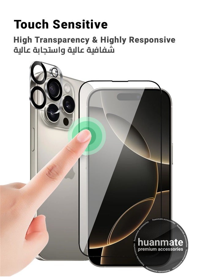 2 in 1 Apple iPhone 16 Pro Screen & Camera Protector - High Transparency Full Coverage Shield for Scratch & Impact Protection - Screen & Camera Protector for Apple iPhone 16 Pro