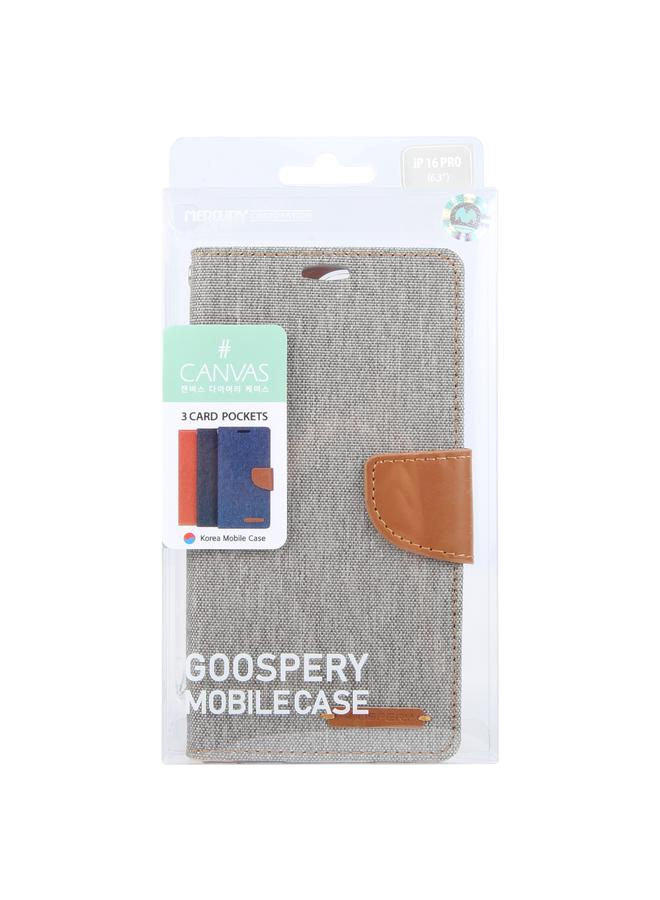 GOOSPERY Case For iPhone 16 Pro CANVAS DIARY Fabric Texture Flip Leather Phone Case  - Image 4