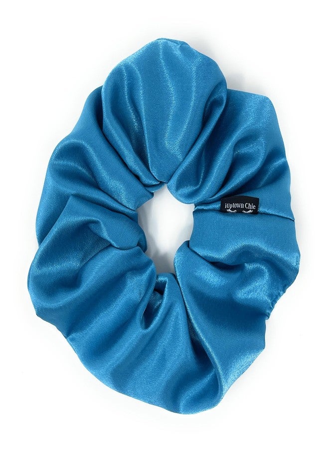 اي اب تاون شيك ربطات شعر ساتان كبيرة الحجم من Iuptown Chic للنساء والفتيات، تمنع تجعد الشعر، وتثبت الشعر أثناء النوم، وربطات شعر مطاطية كبيرة لتسريحة ذيل الحصان والكعكة، وربطات شعر ساتان لمنع تكسر الشعر (فيروزي) - Image 1