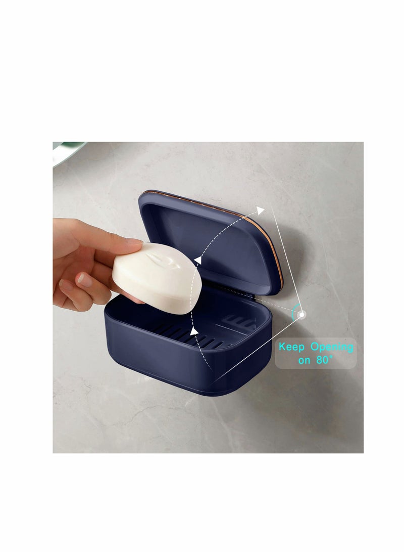 Bar Soap Holder, Wall Mounted Dishes with Drip Tray and Cover Dish for Shower Plastic Saver Stop Mushy Travel Container Bathroom Kitchen Counter Top Easy to Clean - Image 5