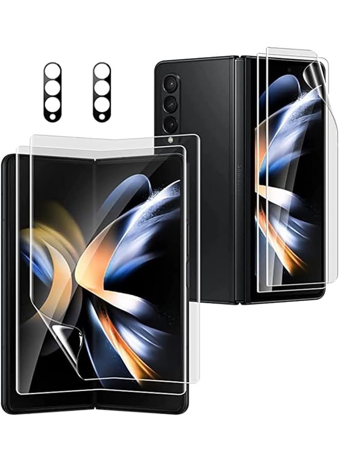 erorex 6 Pack Compatible For Samsung Galaxy Z Fold 4 5G Flexible Tpu Screen Protector Front And Inside With Tempered Glass Camera Lens Protector No Bubbles Support Fingerprint Unlock  - Image 1