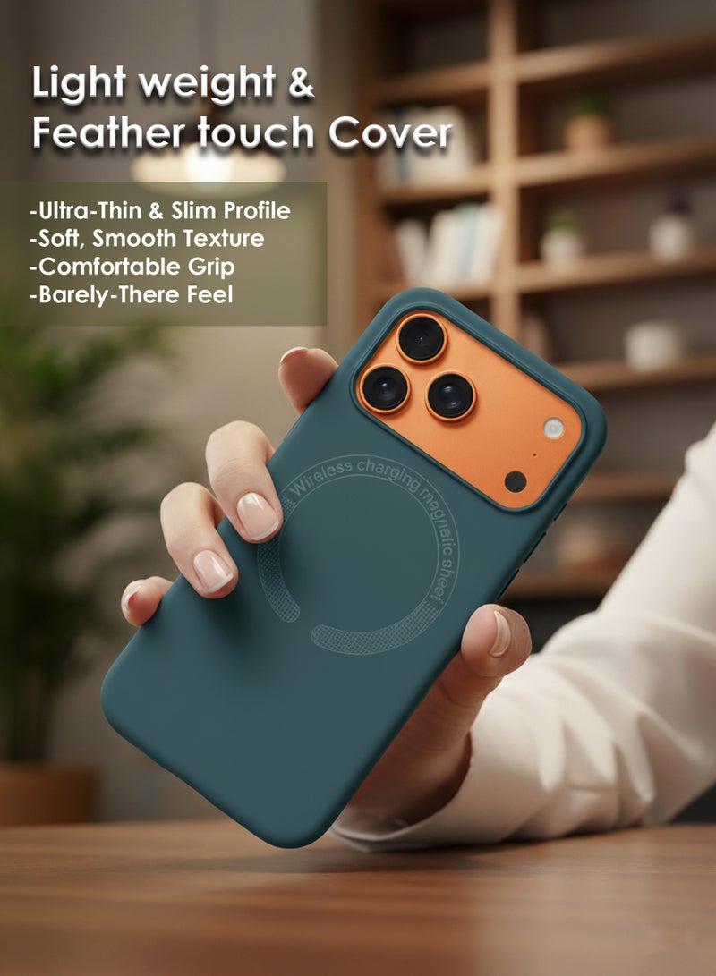 Apple iPhone 17 Pro Max Silicone Magsafe Case, Ultra-Hybrid Soft Back Case Cover Compatible With Magsafe, Camera Protection, Shockproof Bumper Case Cover For Apple iPhone 17 Pro Max - Green - Image 3