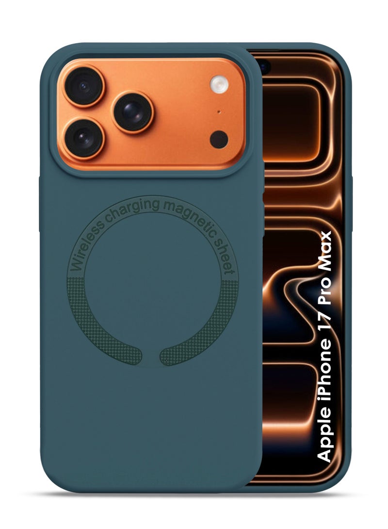 Apple iPhone 17 Pro Max Silicone Magsafe Case, Ultra-Hybrid Soft Back Case Cover Compatible With Magsafe, Camera Protection, Shockproof Bumper Case Cover For Apple iPhone 17 Pro Max - Green - Image 1