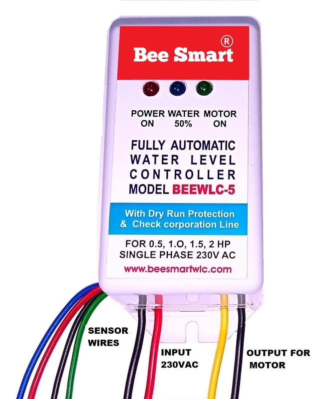 Bee Smart Fully Automatic Water Level Controller with Dry run Protection & check corpration line Model BEEWLC-5 (Pack of 3) - Image 2
