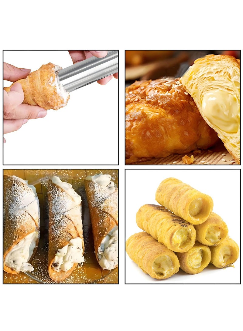 GNAFOTU 6 Pack Pastry Cream Horn Mold-Stainless Steel Cannoli Forms Tubes Kit Tube Cone Pastry Roll Horn Mold Baking Mould Tool for Cannoli Tubes  - Image 4