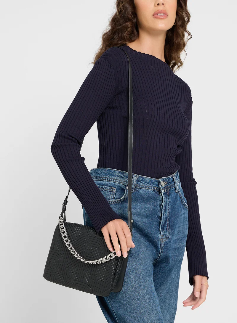 DKNY Desiree Flap Over Chain Detailed Crossbody
