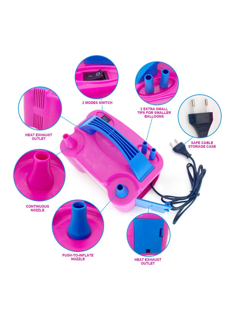 SKY-TOUCH Electric Balloon Pump with Dual Nozzles Portable Air Pump for Arch Garland Party Decorations Kids' Birthday Baby Shower Party Supplies and Decorations Pink  - Image 3