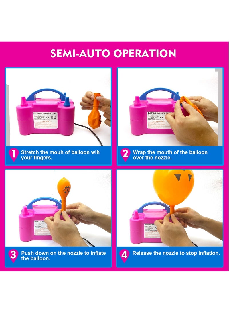 SKY-TOUCH Electric Balloon Pump with Dual Nozzles Portable Air Pump for Arch Garland Party Decorations Kids' Birthday Baby Shower Party Supplies and Decorations Pink  - Image 4