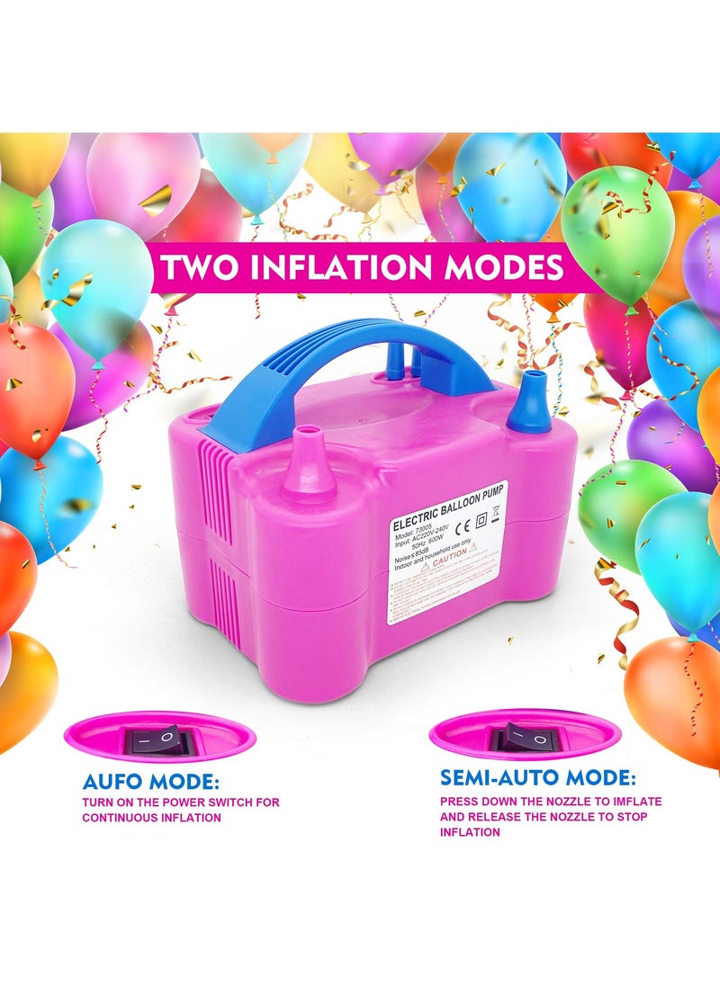 SKY-TOUCH Electric Balloon Pump with Dual Nozzles Portable Air Pump for Arch Garland Party Decorations Kids' Birthday Baby Shower Party Supplies and Decorations Pink  - Image 2